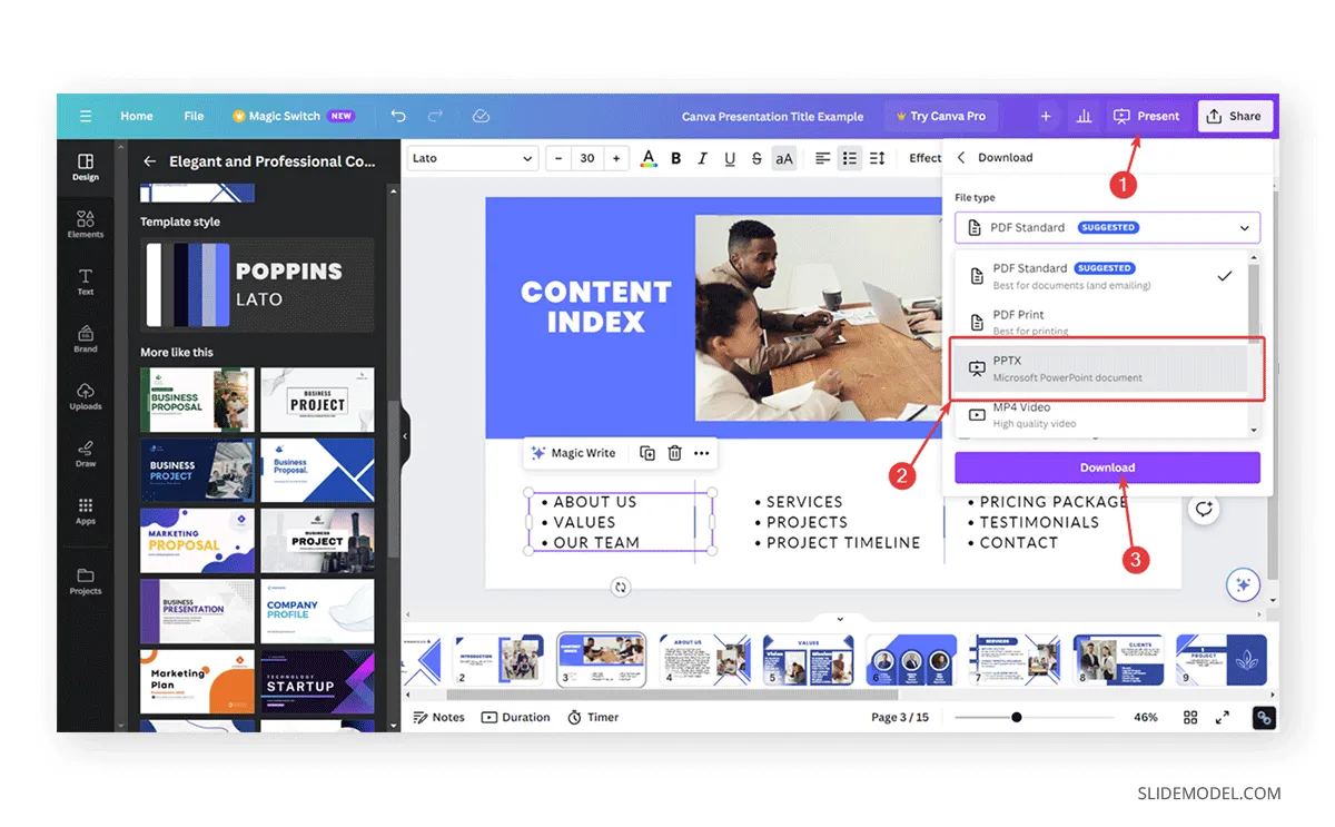 Canva interface