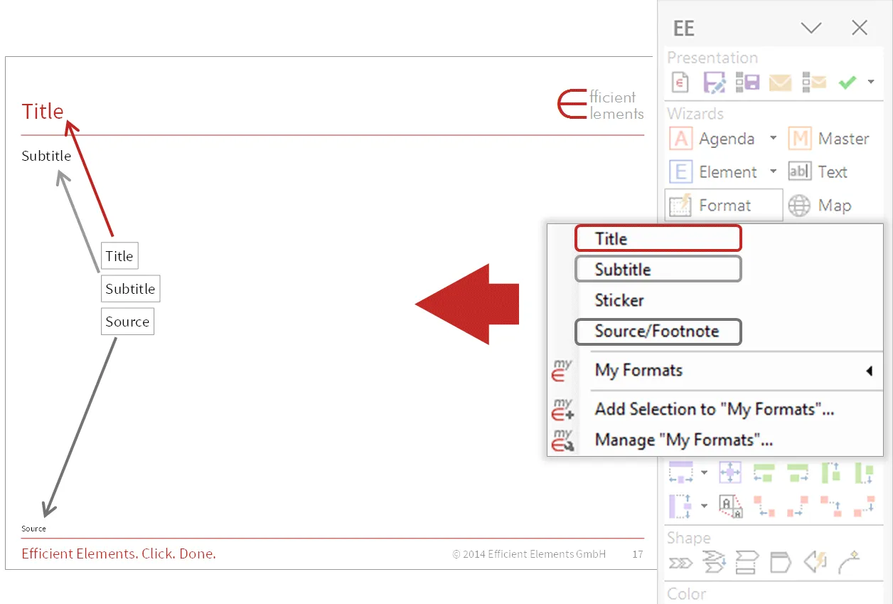 Efficient Elements PowerPoint add-in interface