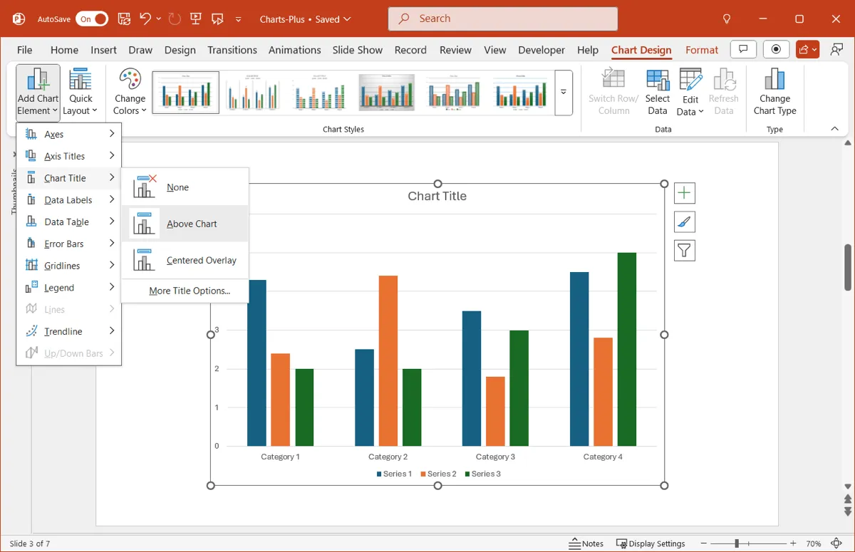 Native PowerPoint chart options