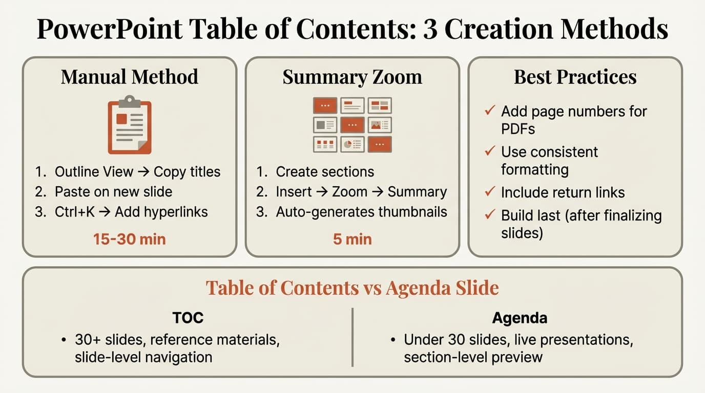 PowerPoint table of contents examples