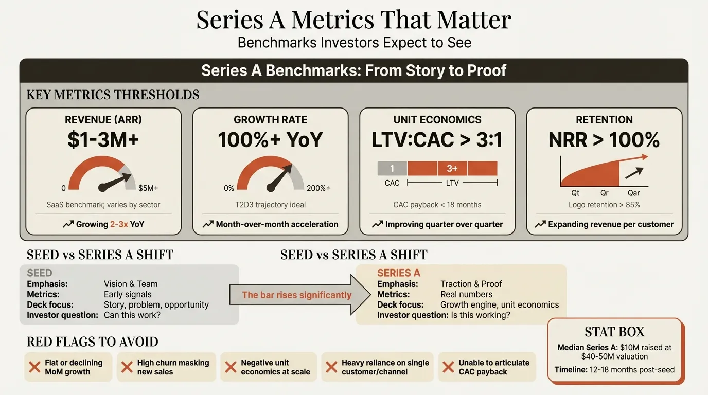 Series A metrics and benchmarks infographic