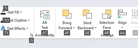 PowerPoint Alt key navigation showing keyboard shortcuts
