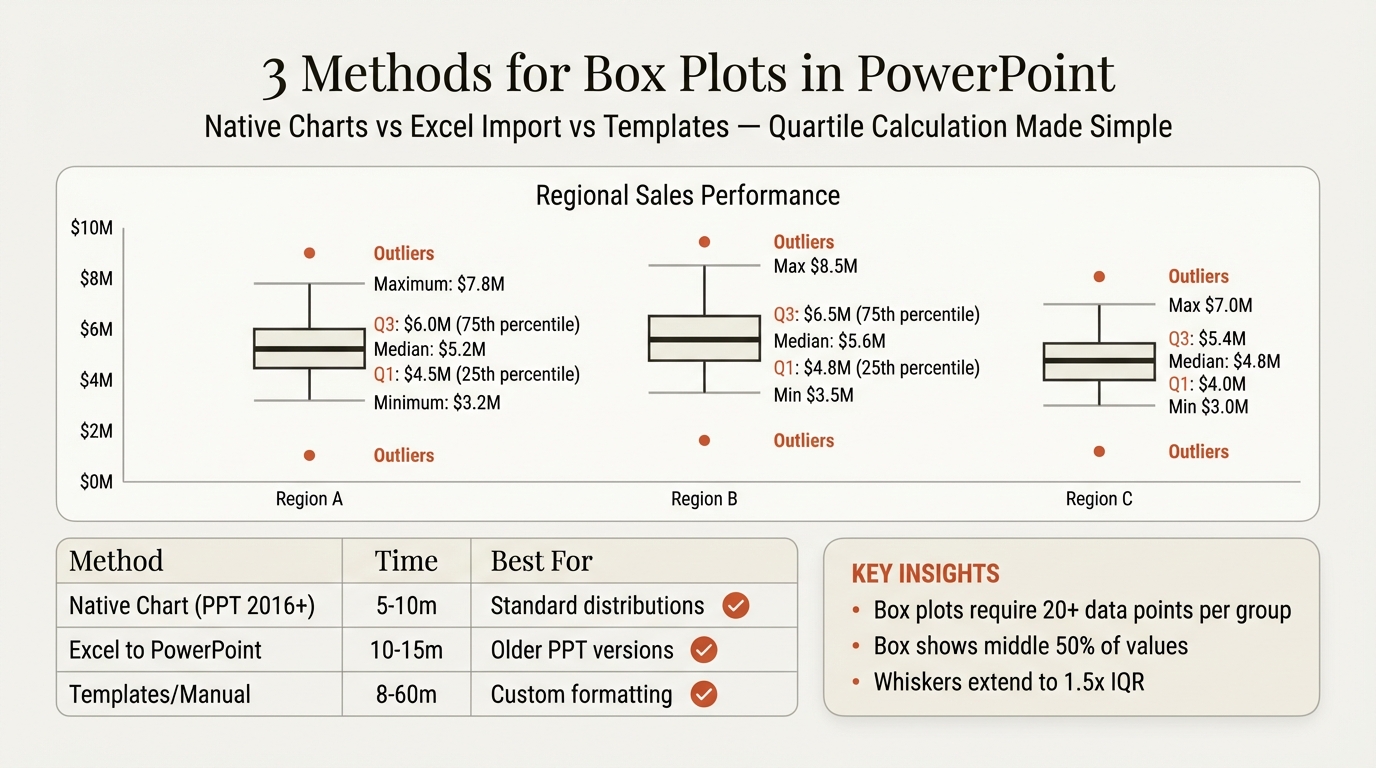 Box plot in PowerPoint showing three methods