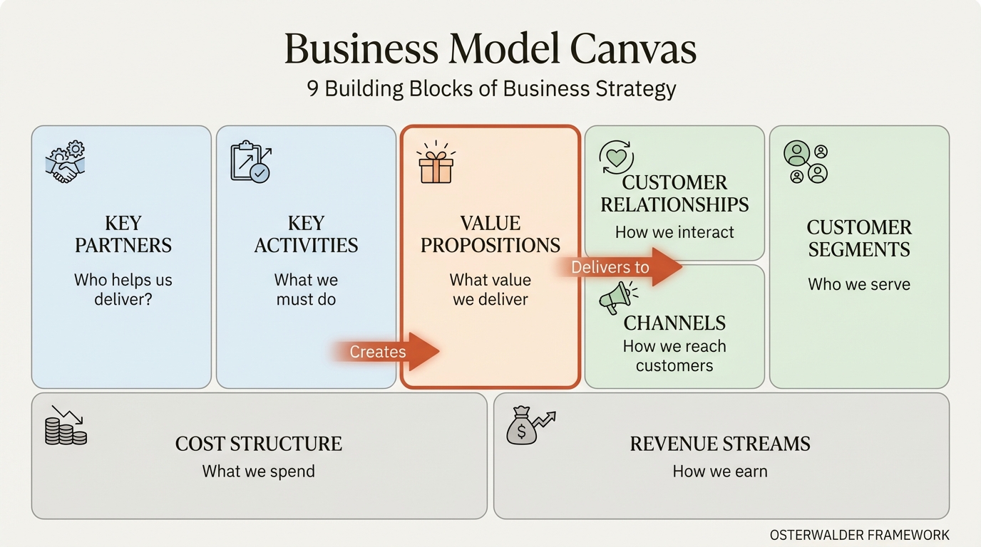 Business Model Canvas 9 building blocks framework