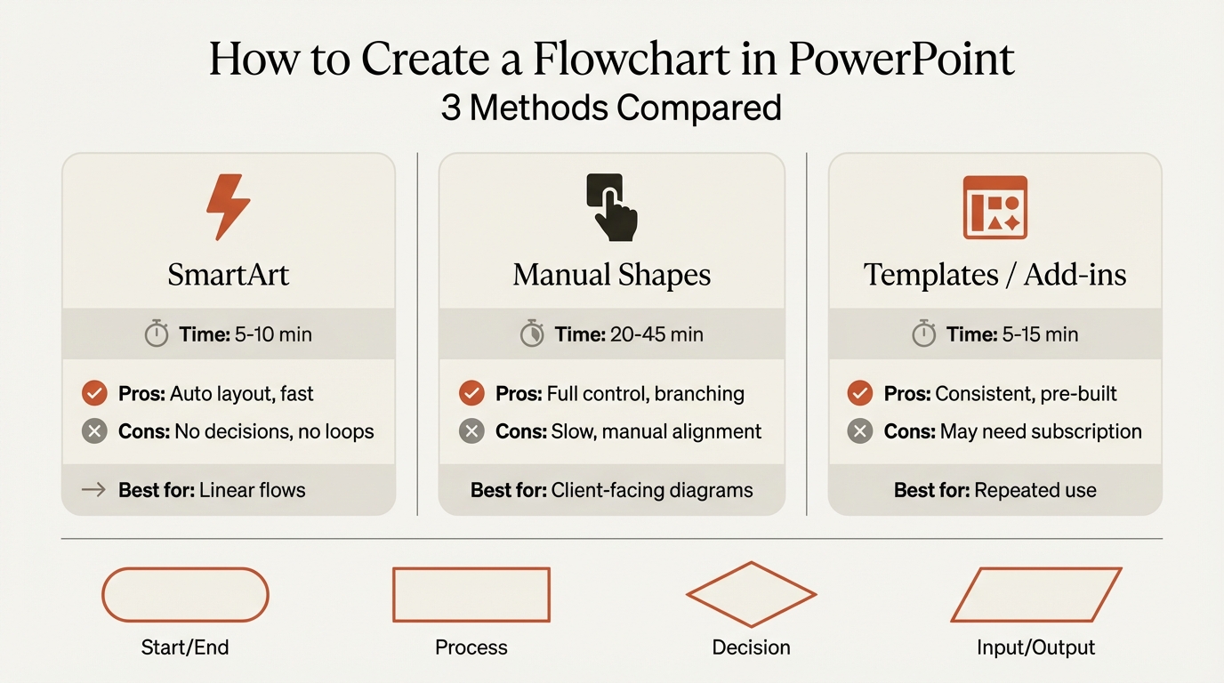 Flowchart creation guide for PowerPoint presentations