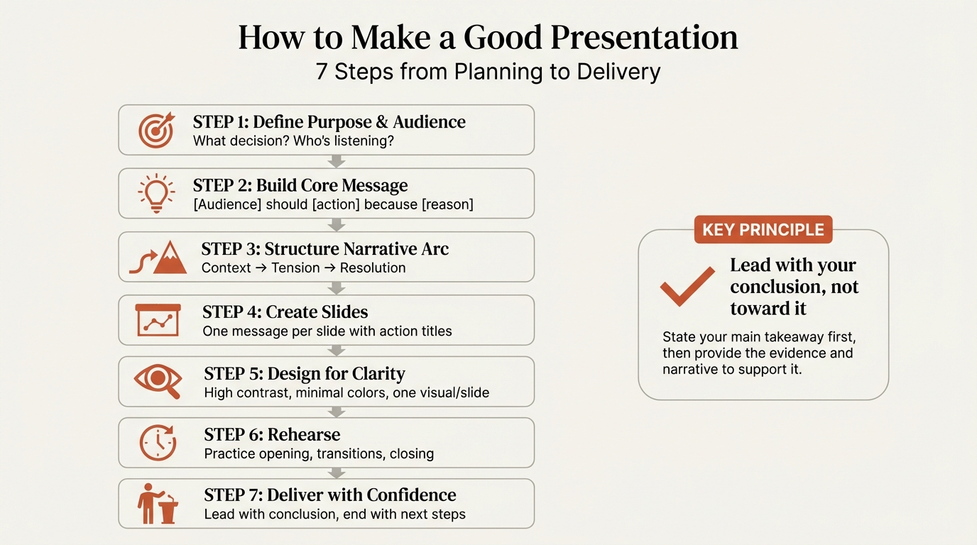 How to make a good presentation infographic showing the 7-step framework