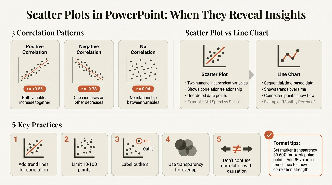 Scatter plot decision framework and correlation patterns